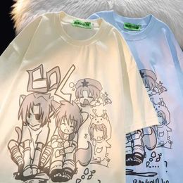 Women's T-Shirt Japanese Cute Anime Graphic T Shirts Women Girls Kawaii Cartoon T-shirt Pure Cotton Apricot Summer Oversized T Tops Y2K Grunge Y240509