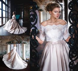 Graceful Satin Prom Dress Match Lace Blouse Simple Strapless Bows Zipper Back Formal Wear Evening Gowns Custom Made ALine Evening4540736