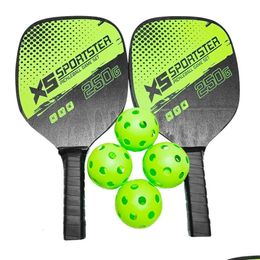 Tennis Rackets Pickleball Paddle Racket Set Poplar Non-Slip Pick Tra Cushion Racquet With 4 Ball Training For Child Aldd Drop Deliver Dhygp