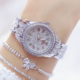 Diamond Women Watch Rhinestone Ladies Silver Bracelet Watches Clock Wristwatch Stainless Steel jewelry 210I