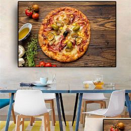 Paintings Pizza Vegetables Cooking Supplie Kitchen Canvas Painting Cuadros Posters And Prints Restaurant Wall Art Food Picture Living Dhkot