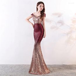 Party Dresses Maxi Dress Sequined Woman Sexy Halter Retro Short Sleeve Hollow Out Slim Fit Fishtail Lace Mermaid