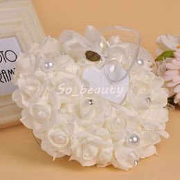 Wedding Ring Pillow with Heart Box Floral Heart Shape Cushion Marriage Creative Suppliers Decoration High Quality 267S
