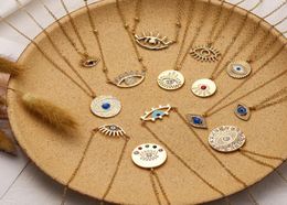 18k gold plated evil eye pendant blue eye necklace eye indian jewelry coin necklace gold plated2372016