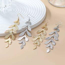 Earrings Punk Vintage Statement Metal Gold Silver Color Leaf-shaped Drop Earrings for Women Boho Long Tassel Earrings Jewelry Wholesale 230831