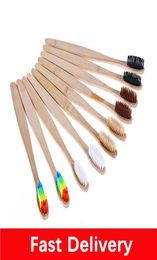 Natural Bamboo Handle Toothbrush Rainbow Colourful White Soft Brush Bamboo Toothbrush Environmental Oral Care For Home el Travel3004040