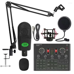 Microphones K18 Condenser Microphone Set With V9X PRO Live Sound Card For Computer Karaoke Studio Recording