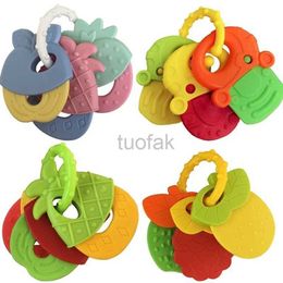 Teethers Toys Silicone teeth for baby products newborn chewing food grade teeth training bed toys baby fruit items feeding baby mice d240509