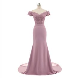 New Arrival Pink V Neck Cap Sleeve Vintage Lace Appliques Beaded Mermaid Bridesmaid Dresses Party Gowns Vestido De Festa 221L