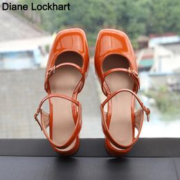 Mary Jane Flats Vintage Square Toe Buckle Band Women Casual Loafers Flat Shoes Woman Ballerina Slip On Shallow Solid Moccasins 240509