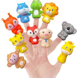 10pcs دمى إصبع الحيوانات المطاطية الناعمة للأطفال أصابع الأطفال لعب دور القصة القماشية ألعاب تعليمية للأطفال هدية 240510