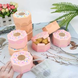 3Pcs Gift Wrap 10Pcs Sweet Dessert Donut Shape Candy Box Chocolate Gifts Packaging Bag for Wedding Birthday Baby Shower Party FavorBox Decor