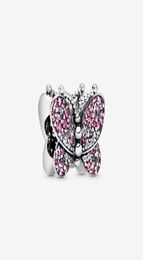 100 925 Sterling Silver Pink Pave Butterfly Charms Fit Original European Charm Bracelet Fashion Women Wedding Engagement Jewellery 6676915