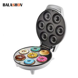 Mini Donut Maker Machine Nonstick Surface for Kids Breakfast Snack Desserts Makes 7 Doughnuts White Color Home Appliances 240516