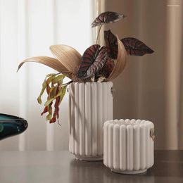 Vases Modern Simple Resin Flocking Handle Roman Column Vase Flower Arrangement Home El Dry Soft Decoration