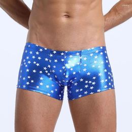 Underpants Youth Sexy Underwear For Men Lacquer Leather Bottom Lingerie Low Waist Funny Boxer Shorts Sissy U Convex Pouch