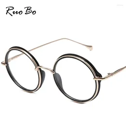 Sunglasses RUOBO Round Big Frame For Men Women Fashion Vintage Harajuku Students Myopia Prescription Eyeglsses Metal Optical Glasses
