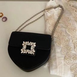 Evening Bags 2024 Pooflower Luxury Rhinestone Floral Small PU Leather Shoulder Bag Women Heart Shaped Crystal Mini Crossbody Femme Purse