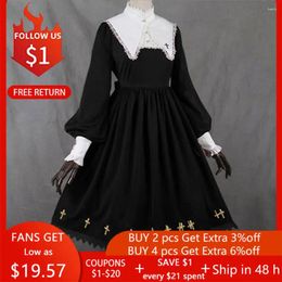 Casual Dresses Lolita Style Women Dress Goth Medieval Retro Lace Lantern Sleeve Gothic Oversized Big Swing A-line Vestidos 2024