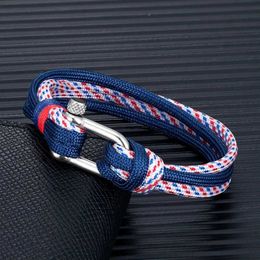 Charm Bracelets MKENDN High Quality Shackle Bracelets Men Women Charm Nautical Survival Paracord Bracelet Campaing Sport Hooks Outdoor Style Y240510