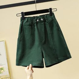 Women's Shorts Ink Green Patchwork Denim Woman Stretch High Waist A Line Jeans Female Summer Pants Femme Fashion 2024 Mujer Pantalon