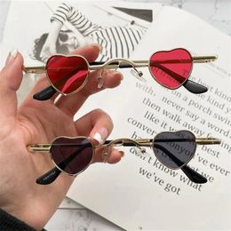 Sunglasses Ins Fashion Punk Candy Color Metal Frame Ultra-small Shades Heart-Shaped Sun Glasses