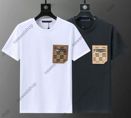 Men designer Tee t shirt Italy pocket letter print short sleeve t shirt women cotton Leisure tshirts white black asian size M-XXXL