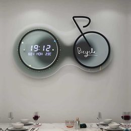 Wall Clocks Modern Led Digital Clock 3D Luminous and Silent Electronic Creative Jumping Second Home Decoration Q240509