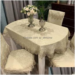 Table Cloth Oval Satin Embroidered Fold Tea Europe Dining Er Tablecloth Lace Art Dust Chair Drop Delivery Home Garden Textiles Cloths Dhey6