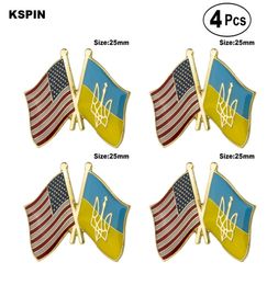 USA Ukraine Friendship Flag Pin Lapel Pin Badge Brooch Icons 4PC3006705
