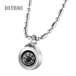 Dayhao Stainless Steel Trendy Brand Mens Accessories Compass Pendant Necklace Japanese and Korean Hip Hop