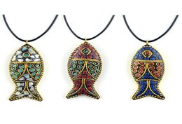 Pretty necklaces fashion evade fish ethnic necklacestones vintage plate Nepal jewelryhandmade sanwoods vintage bodhi pendants ne7531667