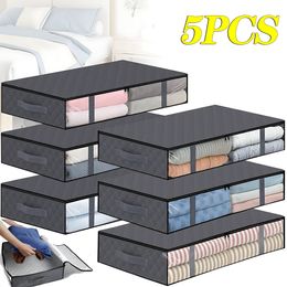 135PCS Clothes Storage Bag Blanket Packing Foldable Nonwoven Underbed Organiser Dustproof 240510