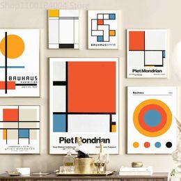 apers Bauhaus Piet Mondrian Geometric Wall Art CanvasNordic Posters Painting And Prints Wall Pictures For Living Room Modern Decor J240505