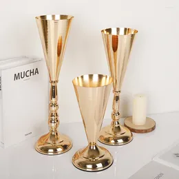 Vases Creative Metal Flower Stand Vase Candle Holder Arrangement Wedding Centerpiece Golden Luxury Prop Home Decor