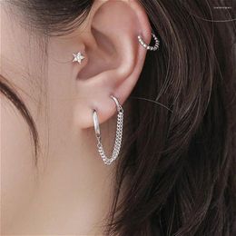 Stud Earrings Simple Fashion Jewellery Piercing Gift Punk Metal Tassel Chain Ear Hook Korean Style Hoop Earring Women Buckle