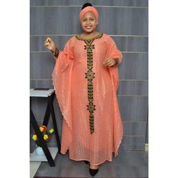 African Dresses for Women Muslim Lace Boubou Dashiki Traditional Africa Clothes Ankara Outfits Evening Gown With Headtie 240422