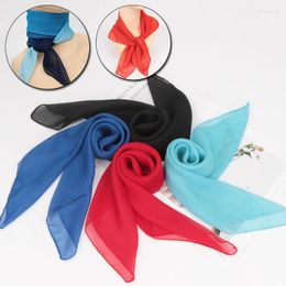 Scarves 65 65cm Summer Fashion Chiffon Solid Colour Scarf Ladies Head Neck Square Shawls Female Hair Ties Bands Neckerchief