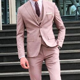 Men's Suits Pink Latest Design Elegant Men Suit Smart Casual Slim Fit Blazers Hombre Business High Quality Custom 3 Piece Set Costume Homme