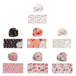 Blankets Born Baby Swaddle Blanket Hat Set Breathable Infant Wrap Cloth Receiving Cotton Beanie Shower Gifts