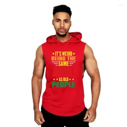 Men's Tank Tops Muslceguys Hooded Streetwear Gym Sports Training Wear Summer Fashion Causal Cotton Printed