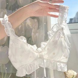 Bras Sets French Style Wire Free Non-steel Ring Women Sexy Small Breasts Push Upper Support Bra Lace Panties