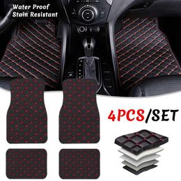 Floor Mats Carpets 4-Piece car floor mats All-Weather Waterproof Trim-To Fit Automotive for Cars Trucks SUV Universal Liner auto Accessories T240509