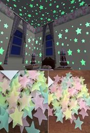 100 pcs home wall glow in the dark stars stickers Planet Wall Ceiling Decor Stick On Space ceiling decoration 3d luminous 3CM9852113