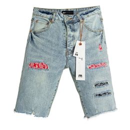 Purple jeans shorts Designer Mens Jeans Shorts Hip Hop Casual short Knee lenght jean clothing man summer wear shorts high street denim jeans 844