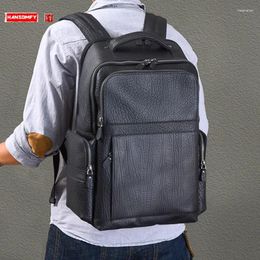 Backpack Retro Genuine Leather Men Backpacks Luxury Business Large Laptop School Bag Thick Cowhide Commuter Travel