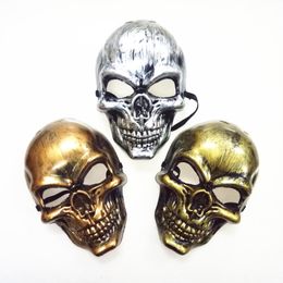 Halloween Adults Skull Mask Plastic Ghost Horror Mask Gold Silver Skull Face Masks Unisex Halloween Masquerade Party Masks Prop DB8343087