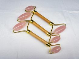 Rose Quartz pink jade Roller handcraft massager kits with guasha gua sha spiked wave face facial massage white box package in stoc3717197