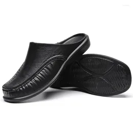 Slippers 40-47 Men's Half Original Catwalk Men Non Slip Slope Heel Cool Tow Fashion Sandals Comfortable EVA Casual Shoe