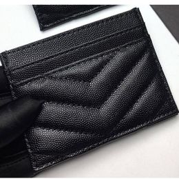 New Luxurys Designers Card Holders Fashion Caviar Woman Mini Pure Color Genuine Leather Pebble Texture Black Wallet Bags With Box 229T